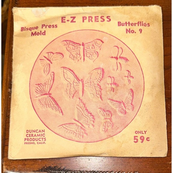 Duncan's Other - Vintage‎ 1950's Duncan Bisque Mold EZ Press No. 9 Butterflies NEW
